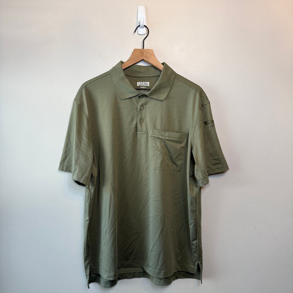 Duluth Trading Relaxed Fit Men's Short Sleeve Polo Shirt Olive Green Size Large